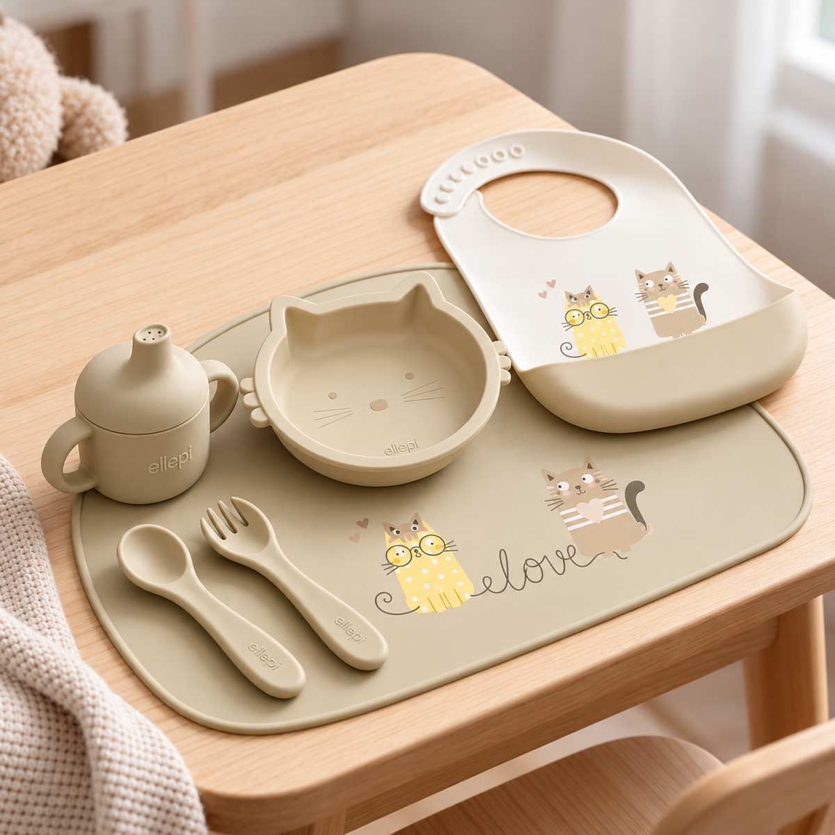 Set Pappa Svezzamento Baby 6 Pezzi in Silicone Alimentare art. CR1034 - Ellepi