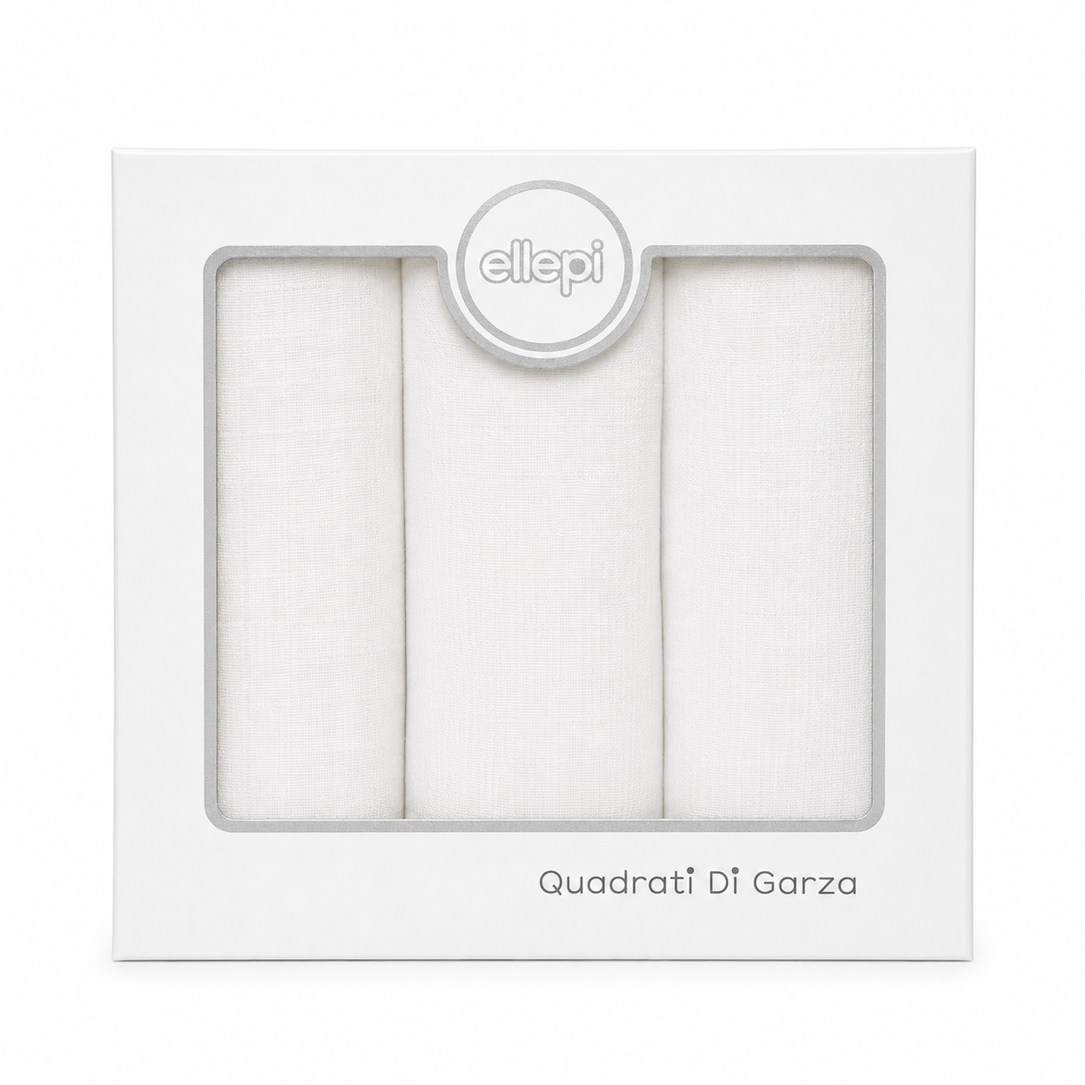 Set 3 Teli in Garza di Cotone Bianchi Neonato 70x70 cm - Ellepi