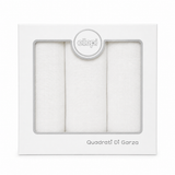 Set 3 Teli in Garza di Cotone Bianchi Neonato 70x70 cm - Ellepi