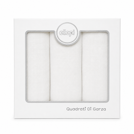 Set 3 Teli in Garza di Cotone Bianchi Neonato 70x70 cm - Ellepi