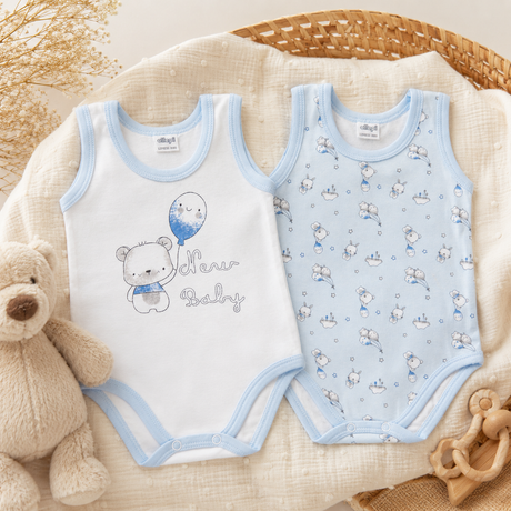 Set 2 Body Neonato Spalla Larga 100% Cotone 1-18 Mesi - Ellepi