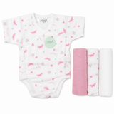 Set Regalo Neonato con Body e Teli di Garza 100% Cotone - Ellepi