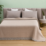 Copriletto Copridivano Chevron Laura Blasi 260x260 cm Cotone Panna Tortora Grigio Rosa