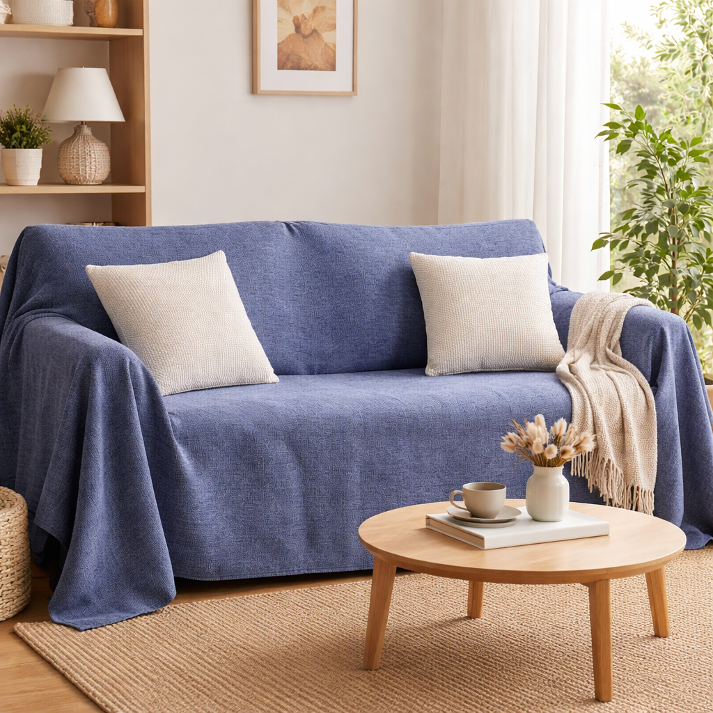 Telo Arredo Copritutto Denim 2 Posti 260x260 in Cotone - Il Filo