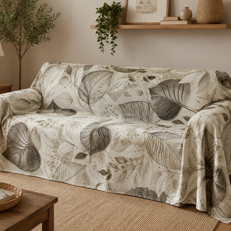Telo Arredo Copritutto Foglie 2 Posti 260x260 in Cotone - BA