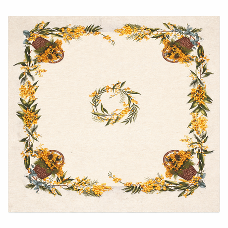 Tovaglia e Complementi Arredo Mimosa in Gobelin 100% Cotone Made in Italy – Rotonda, Runner, Copritavola e Cuscino