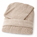 Accappatoio in Spugna con Cappuccio Brick Karì 450 gr/mq in Cotone Jacquard