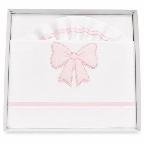 Completo Lenzuola Culla Fiocco ART.6032 100% Cotone - Dolci Sogni