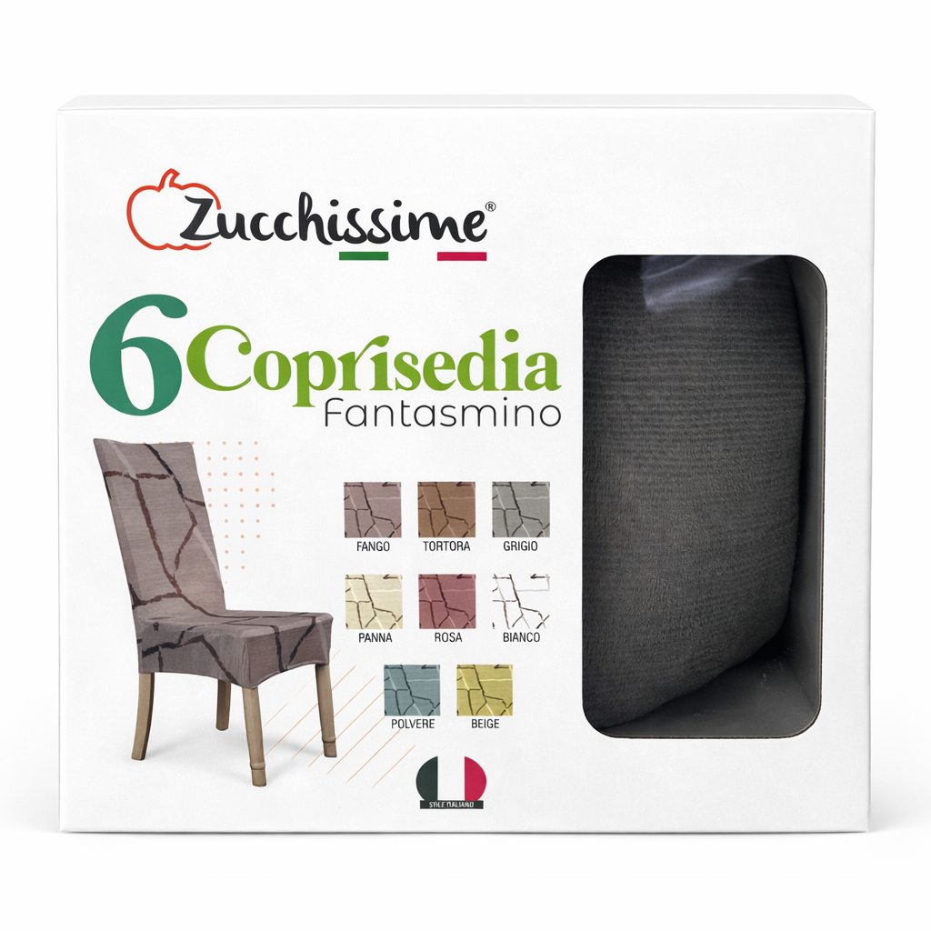 Coprisedie elastiche Fantasmino Cuori Zucchissime set 6 pezzi coprisedia universale bielastico