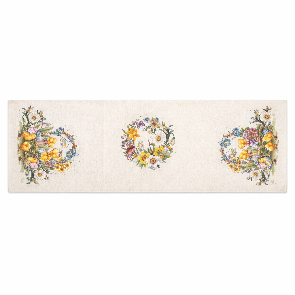 Tovaglia e Complementi Arredo EASTER DUCK in Gobelin 100% Cotone Made in Italy – Rotonda, Runner, Copritavola e Cuscino