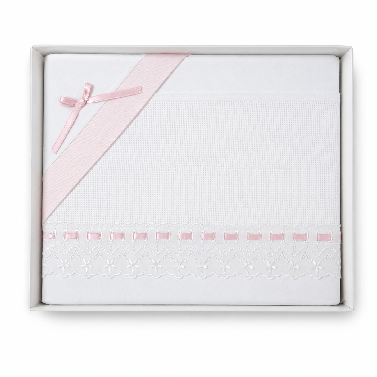 Completo Lenzuola Lettino Tela Aida Fondo Bianco e Decoro Vari Colori 3 pz art.14/05 dis.283 - Mio Piccolo (Copia)
