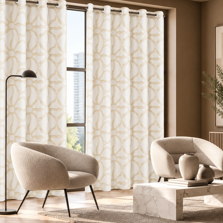 Pannello Tenda Jacquard Ivy con Borchie e Finitura con Piombo 140x290cm - Linea Oro