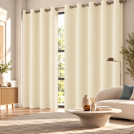 Pannello Tenda Tinta Unita Life con Borchie e Finitura con Piombo 140x290cm - Linea Oro