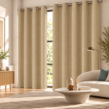 Pannello Tenda Tinta Unita Life con Borchie e Finitura con Piombo 140x290cm - Linea Oro