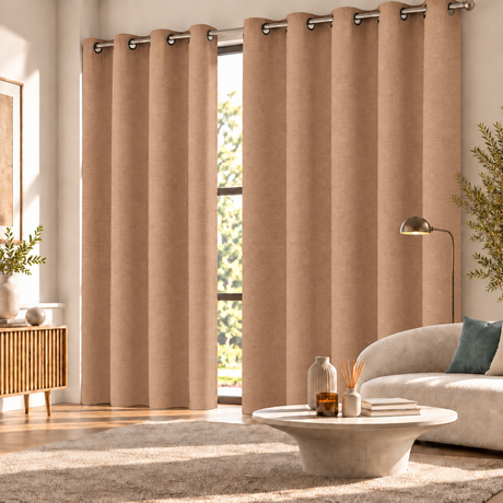 Pannello Tenda Tinta Unita Life con Borchie e Finitura con Piombo 140x290cm - Linea Oro