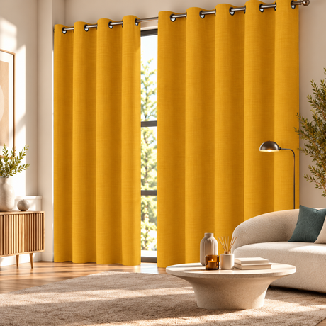 Pannello Tenda Tinta Unita Life con Borchie e Finitura con Piombo 140x290cm - Linea Oro