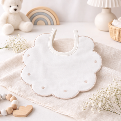 Bavaglino Neonato 193 Pois Cotone Ricamato - Maestri Cotonieri Home