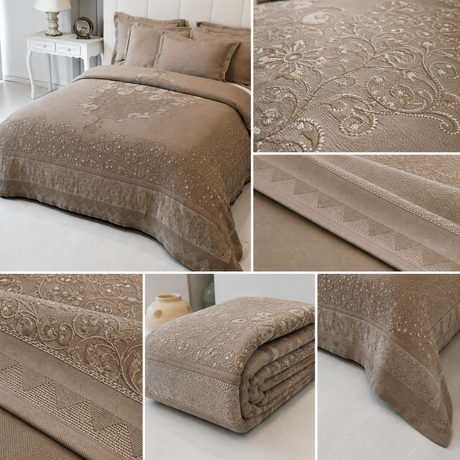 Copriletto Jacquard Arabesco Botticelli – Copriletto Matrimoniale 100% Cotone Made in Italy