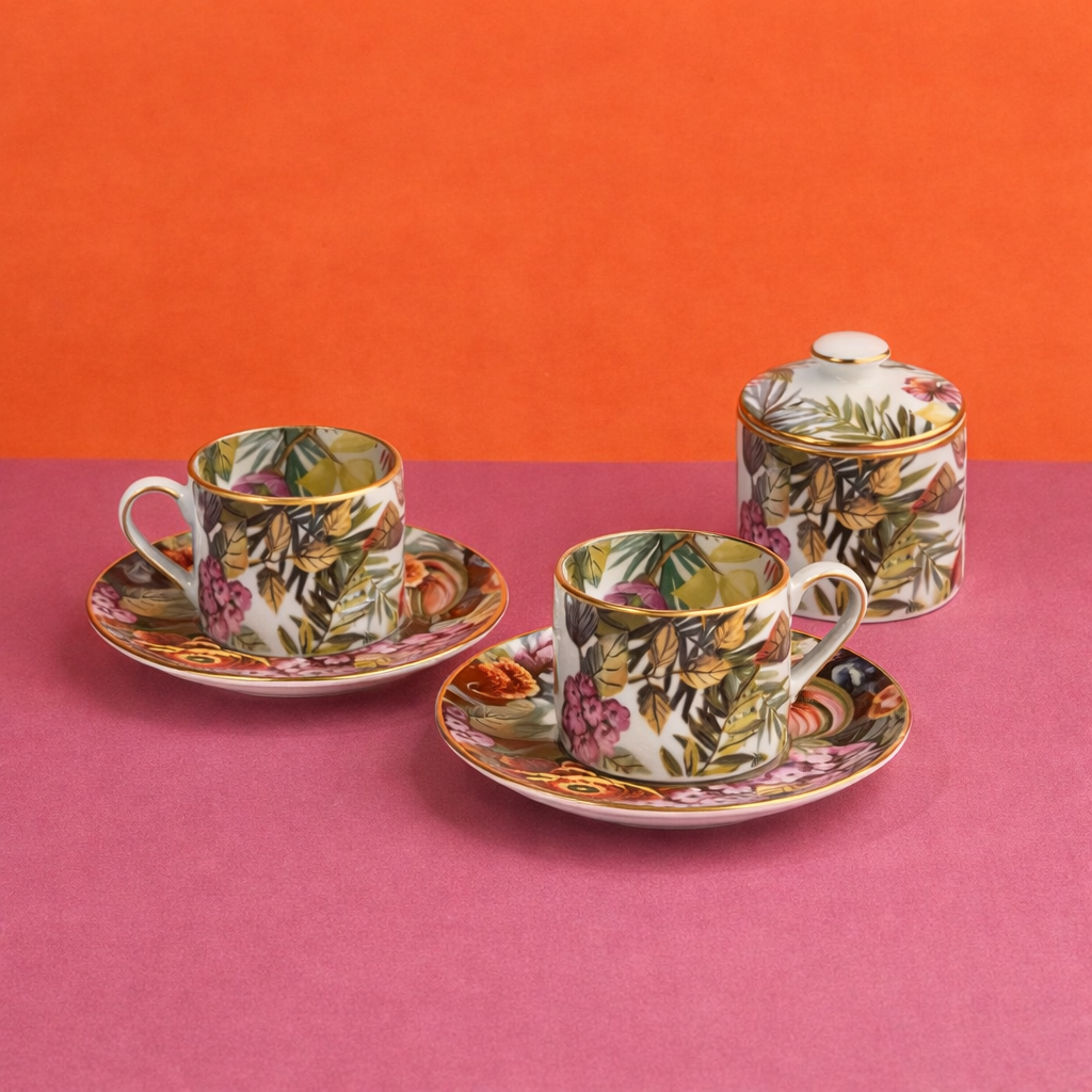 Set 2 Tazze da Tè con Coperchio e Piattino Exotic Jungle - Weissestal