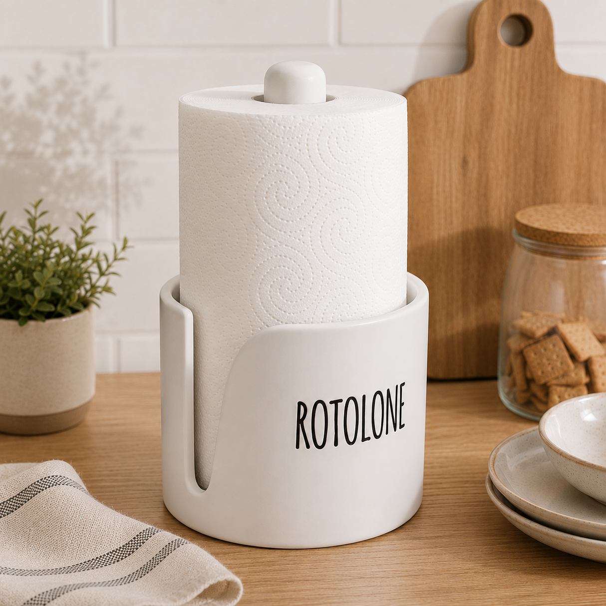 Porta Rotolo in Ceramica 14x5x12cm - Cucina&Cottura