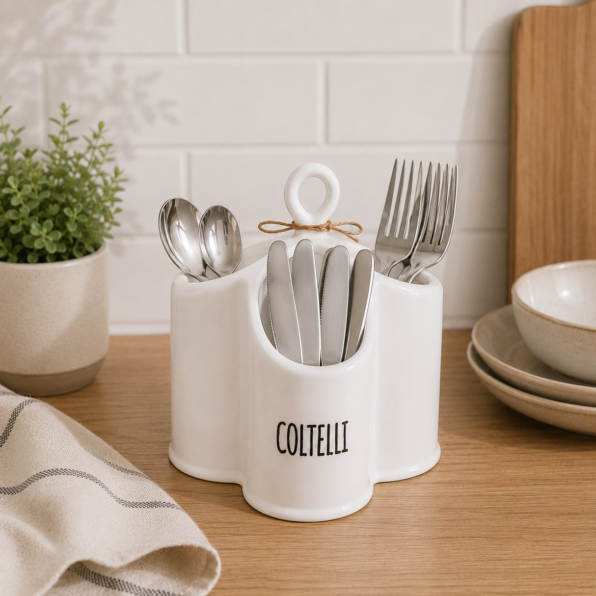 Porta Posate in Ceramica 16,5x14x18cm - Cucina&Cottura