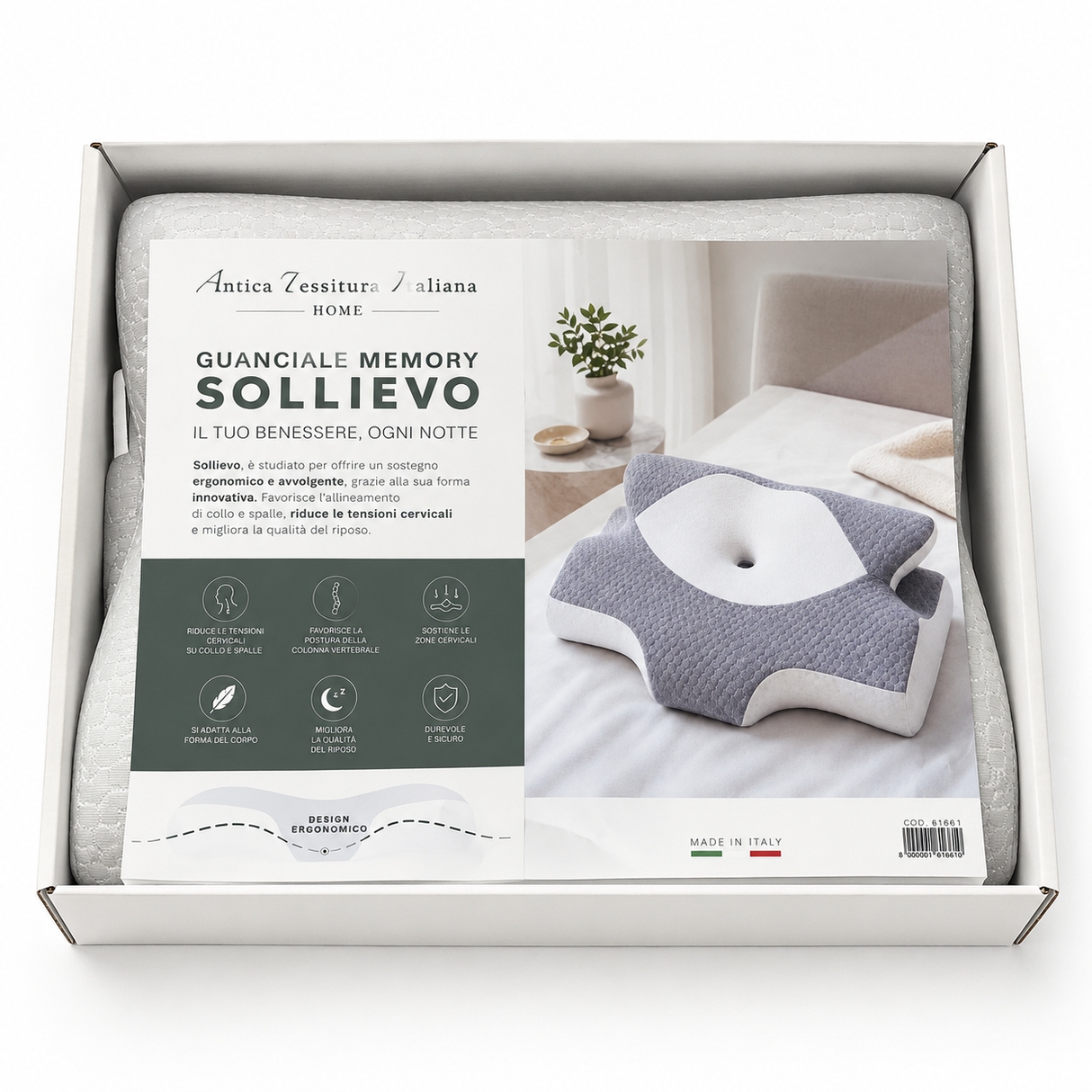 Guanciale Memory Sollievo Ergonomico - Antica Tessitura Italiana