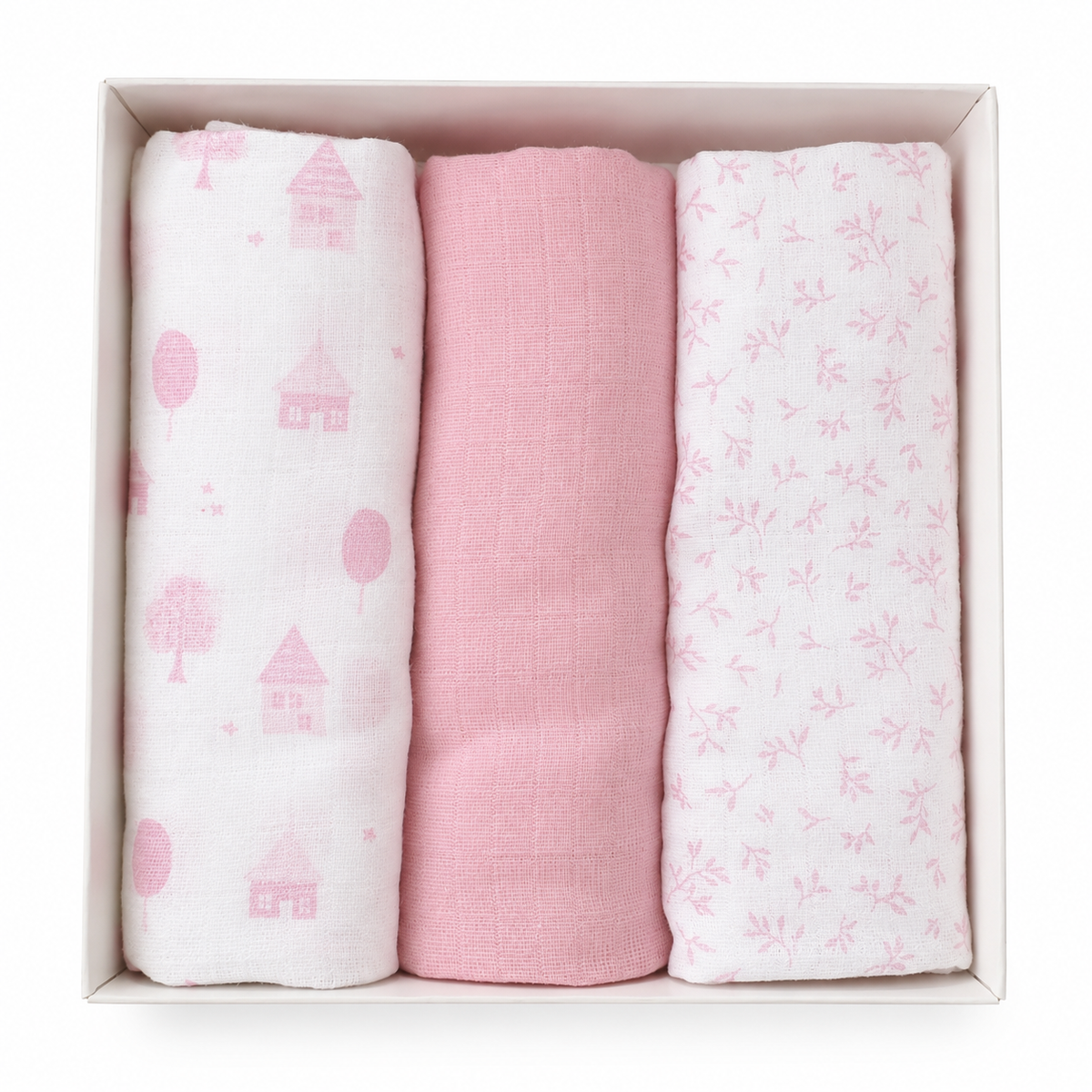 Set 3 Mussole in Garza di Cotone Vari Colori Neonato 70x70 cm - Ellepi