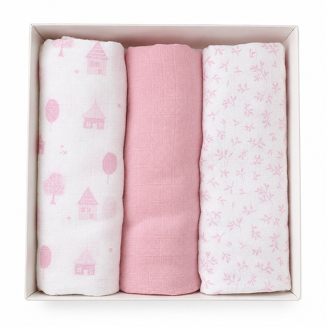 Set 3 Mussole in Garza di Cotone Vari Colori Neonato 70x70 cm - Ellepi