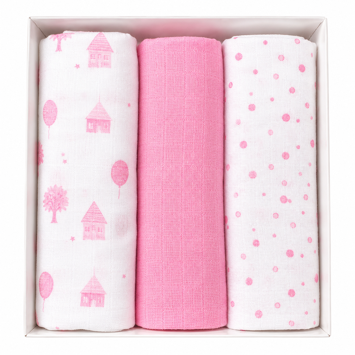 Set 3 Mussole in Garza di Cotone Vari Colori Neonato 70x70 cm - Ellepi