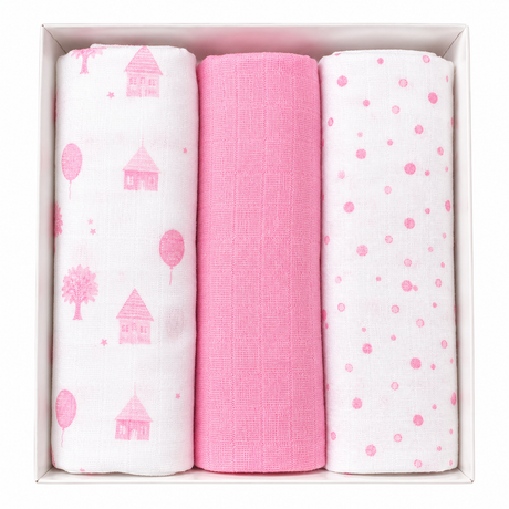 Set 3 Mussole in Garza di Cotone Vari Colori Neonato 70x70 cm - Ellepi