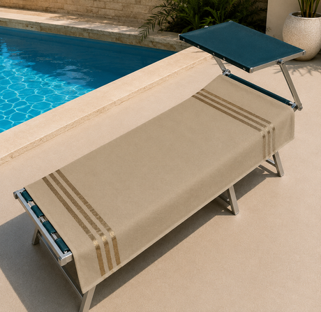 Telo Mare Polo Stripe 90x170 cm in Cotone e Spugna Assorbente