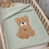 Copertina Culla Ricamata NG444 dis. Orso 75x100cm - Nazareno Gabrielli