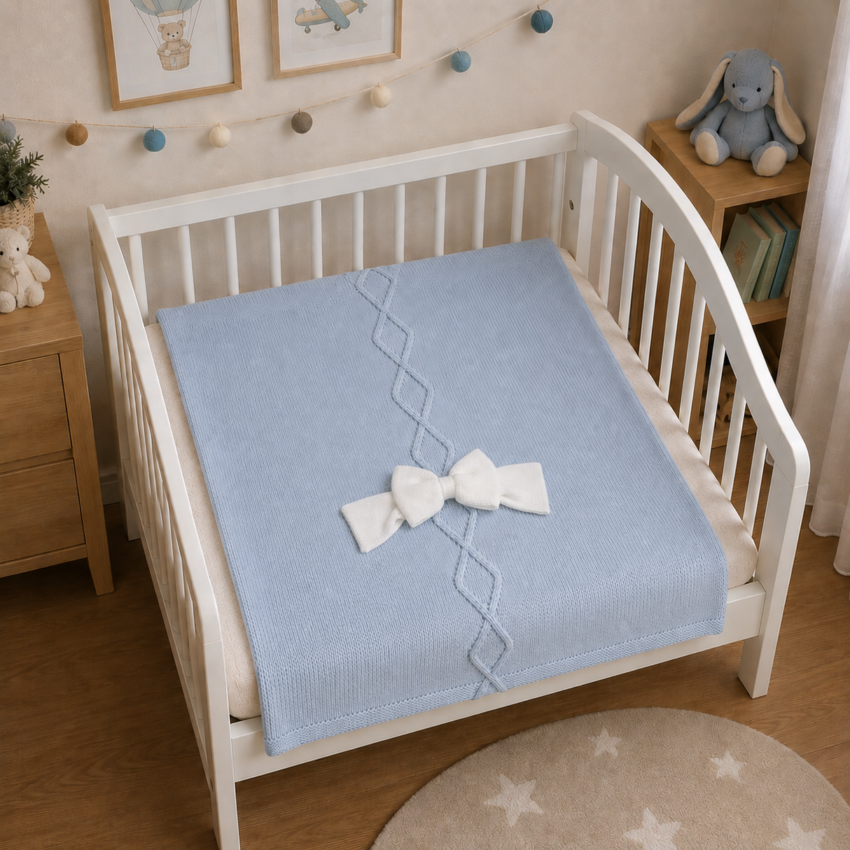 Copertina Culla Smacchinata con Fiocco 75x95cm NG470 dis. 14 - Nazareno Gabrielli