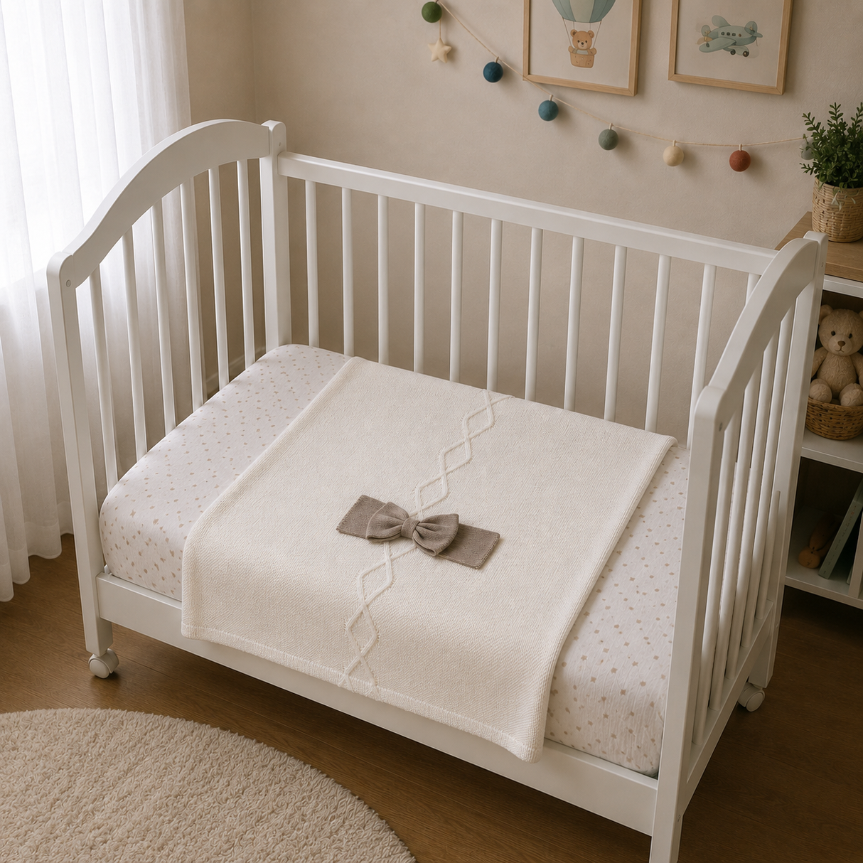 Copertina Culla Smacchinata con Fiocco 75x95cm NG470 dis. 14 - Nazareno Gabrielli