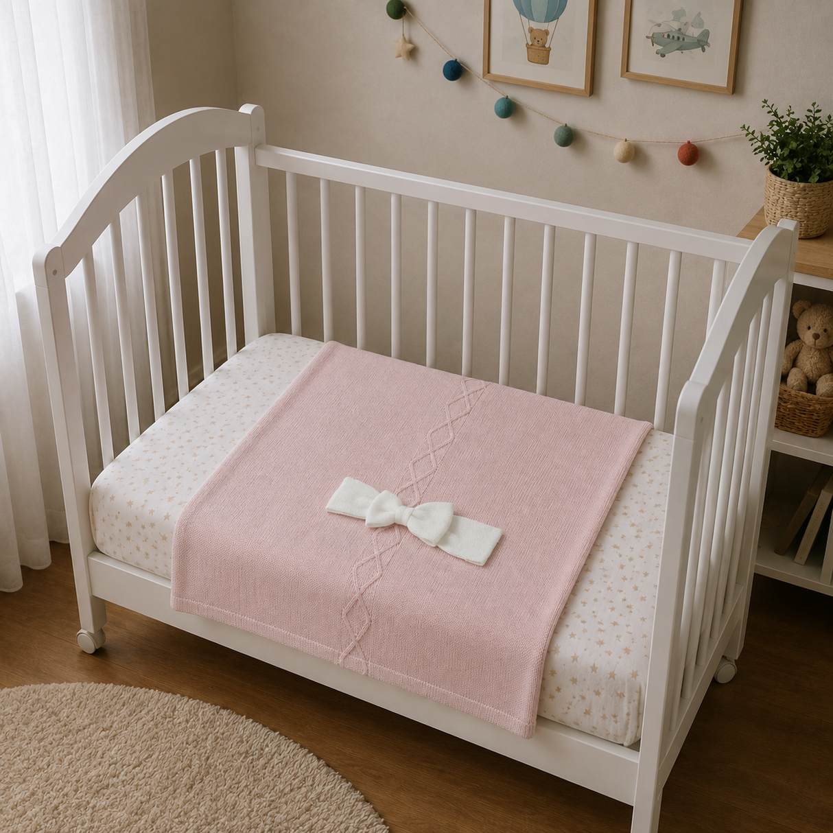 Copertina Culla Smacchinata con Fiocco 75x95cm NG470 dis. 14 - Nazareno Gabrielli