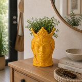Vaso Decorativo TESTA DI MORO REGINA Giallo in Porcellana - Montemaggi
