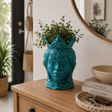 Vaso Decorativo TESTA DI MORO REGINA Turchese in Porcellana - Montemaggi