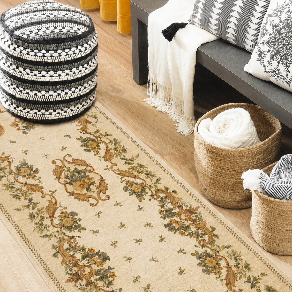 Tappeto SIVIGLIA Retrogommato Antiscivolo Karì in Ciniglia Lavabile – Tappeto Arredo Classico