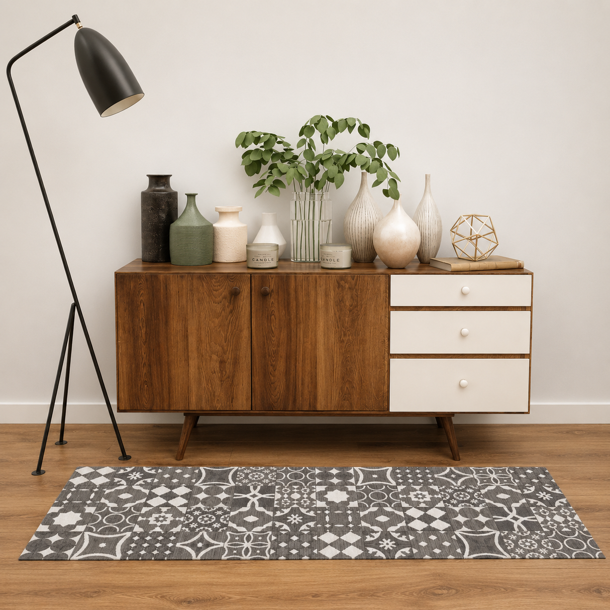 Tappeto TILE Retrogommato Antiscivolo Karì in Ciniglia Lavabile