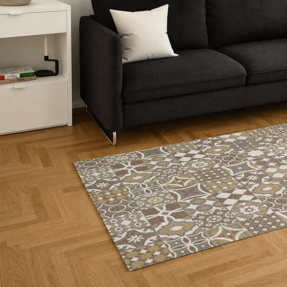 Tappeto TILE Retrogommato Antiscivolo Karì in Ciniglia Lavabile