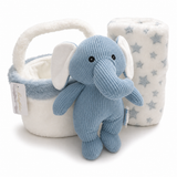 Set 3 Pezzi Baby Copertina Culla/Carrozzina con Cestino e Peluche Coordinati art. B565 - I Batuffolini