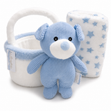 Set 3 Pezzi Baby Copertina Culla/Carrozzina con Cestino e Peluche Coordinati art. B565 - I Batuffolini