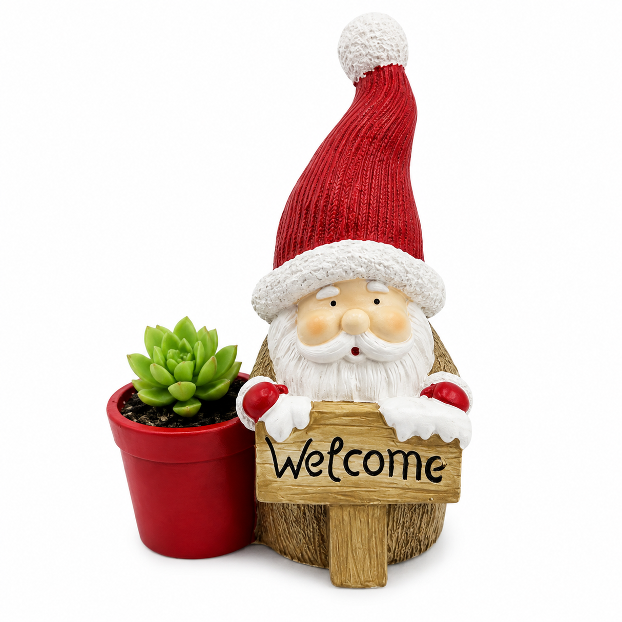 Vaso Decorativo Natalizio Babbo Natale "Welcome" in Resina - Arca