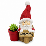 Vaso Decorativo Natalizio Babbo Natale "Welcome" in Resina - Arca