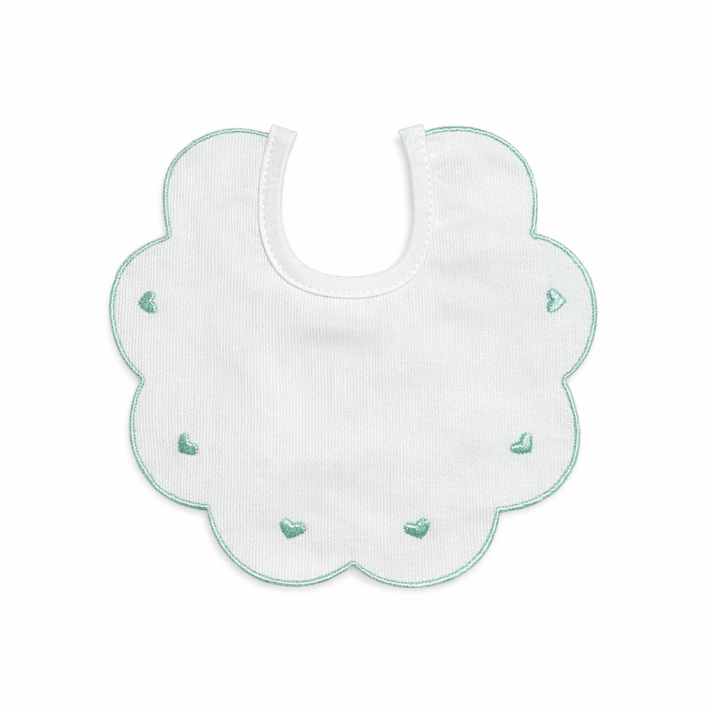 Bavaglino Neonato 193 Cuoricini Cotone Ricamato - Maestri Cotonieri Home