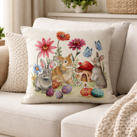 Runner / Centrotavola / Cuscino  EASTER FLOWER in Gobelin 100% Cotone Made in Italy