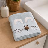 Set Asciugamani Baby 1+1 in Spugna di Cotone Rabbit - Vingi