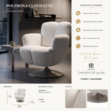Poltrona Girevole Bianca In Stile Retrò 86X77X92cm - Ferretti