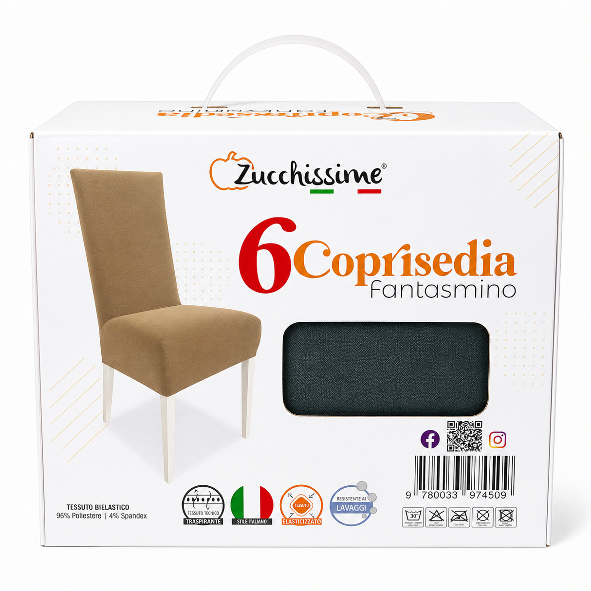 Coprisedie Elastiche Tinta Unita Zucchissime Set 6 Pezzi Bielastico