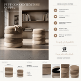 Set 2 Pouf Stile Nordico Naturale - Ferretti